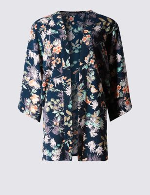 PLUS Oriental Floral Kimono Top